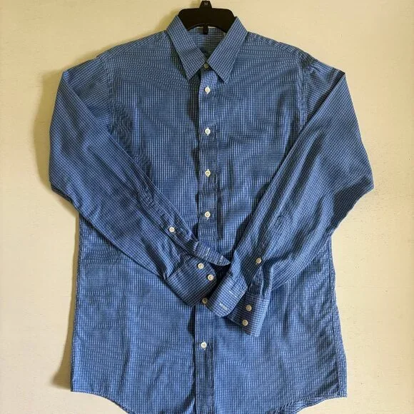 Burberry Blue Plaid Button Down Sport Shirt - Picture 1 of 2